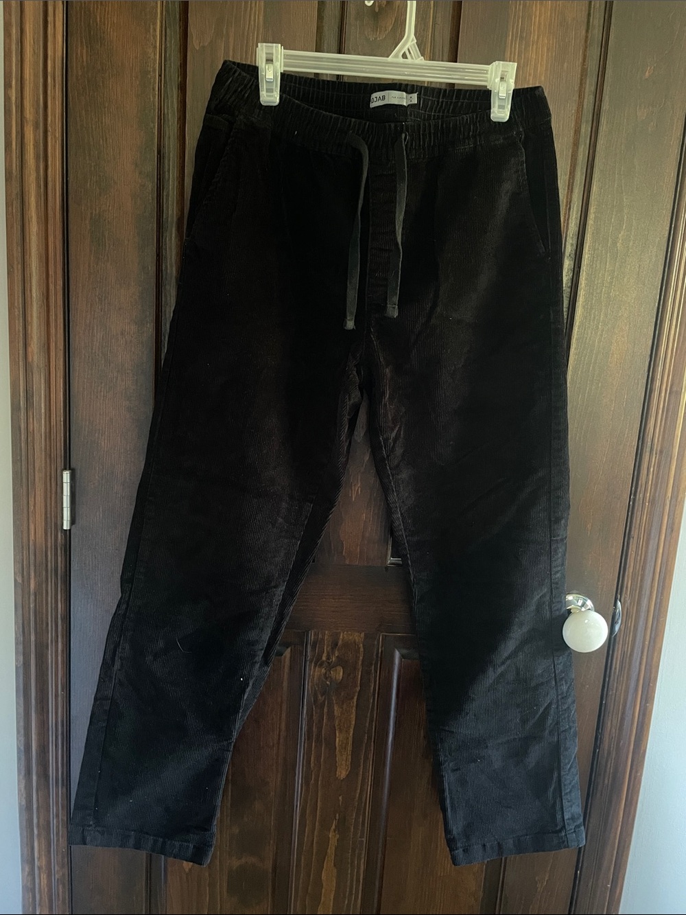 Corduroy straight legs black pants